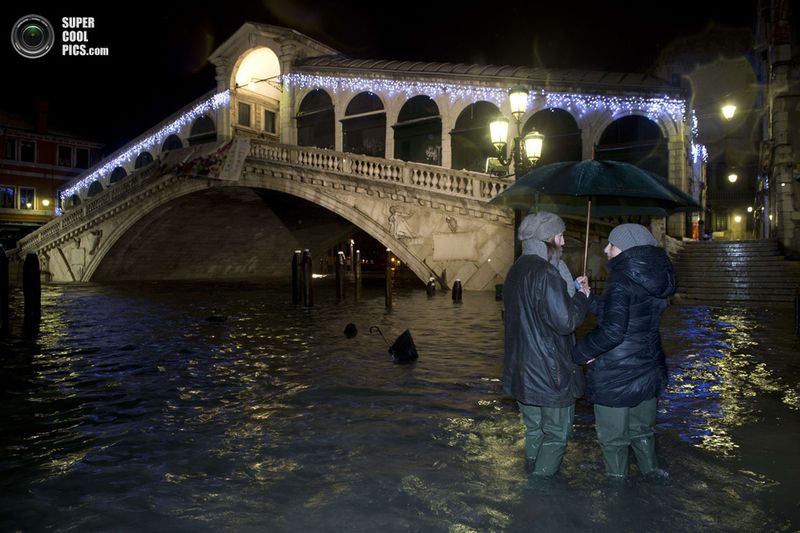 венеция, наводнение, снегопад