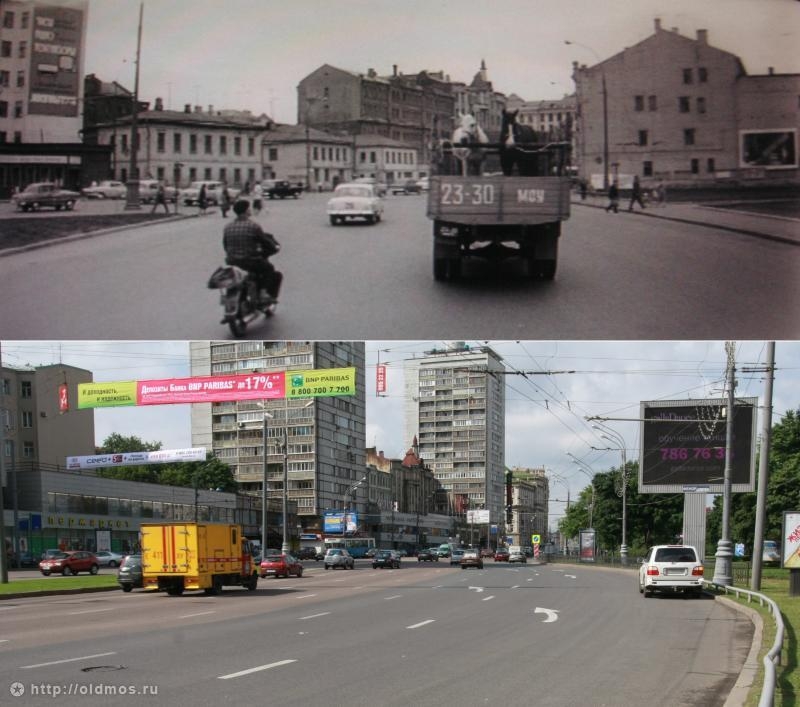 Садовая Триумфальнальная улица от Долгоруковской (Каляевской) улицы. 1961 год.