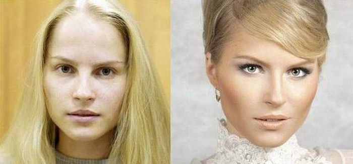 стриптизерша, макияж, до и после