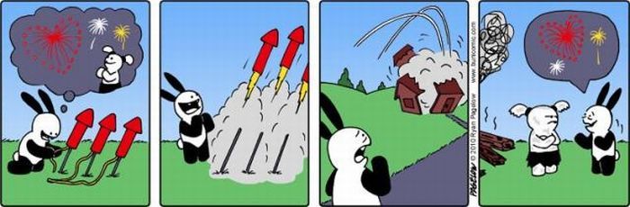 Комикс про неудачливого кролика (45 картинок)