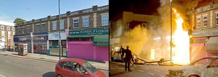 Очень наглядно - Лондон: до и после погромов (6 фото)