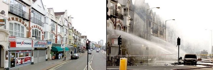 Очень наглядно - Лондон: до и после погромов (6 фото)