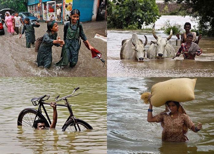 Последствия наводнений в Индии и Пакистане (40 фото)