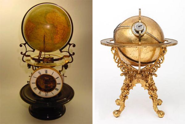 Глобус в интерьере  Этот необычный глобус с часами относится к 1885 году. А еще раньше - в 1584 году - сделаны механические часы Аугсбурга:
