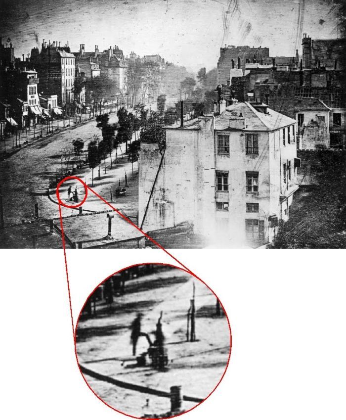 Первая в истории фотография человека 1838 г. (2 фото)