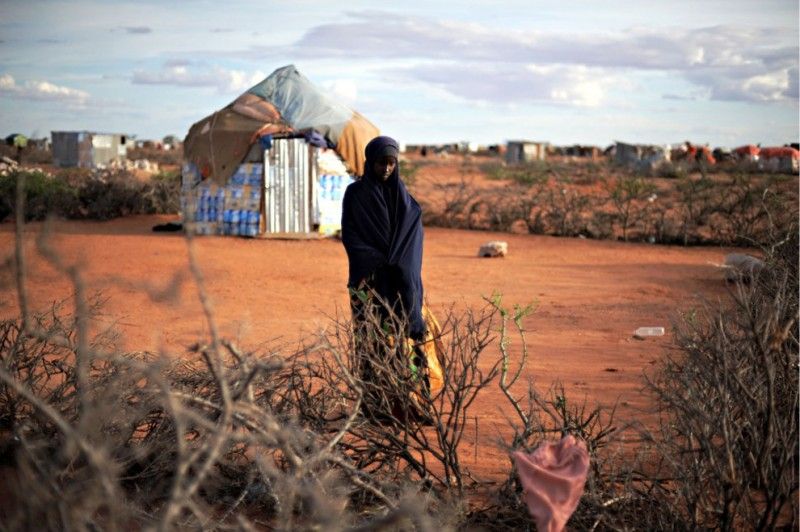 5. Сомалийский автономный район Пунтленд, 20 октября 2009. Молодая девушка стоит одна недалеко от своей палатки в городе Галькайо в специальном лагере, где находятся внутренне перемещенные лица. В 1998 году, когда в Сомали прошла гражданская война, Пунтленд объявил себя автономным государством.