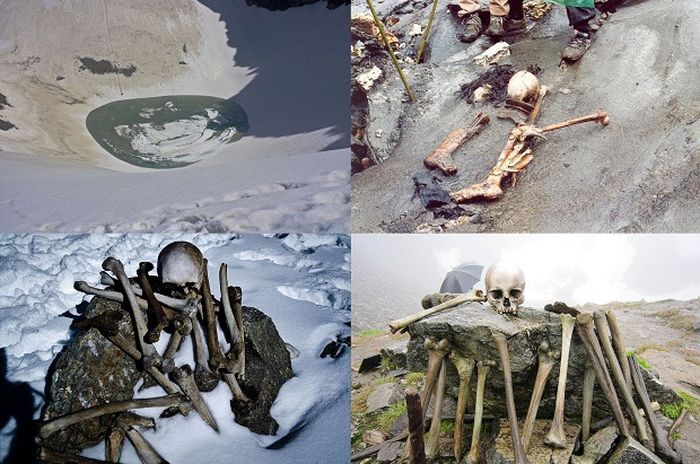 озеро, скелет, останки, индия