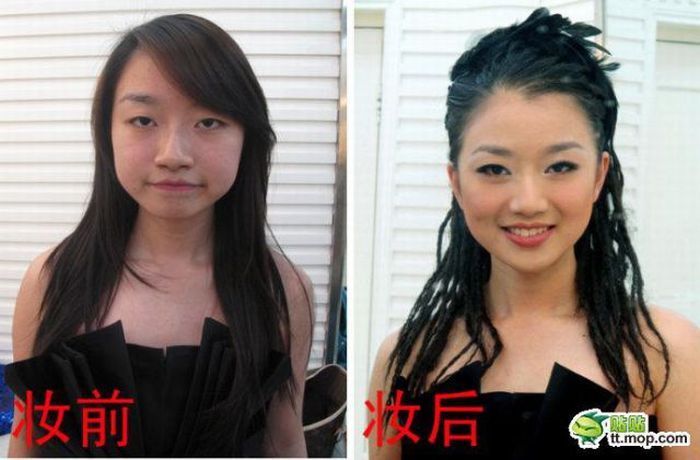 Девушки с китайского шоу талантов и чудо макияжа (10 фото)