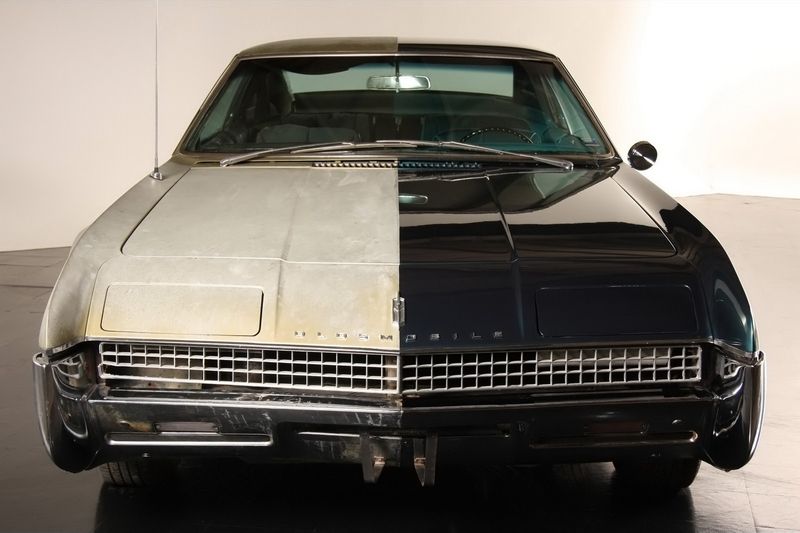 Двойное "лицо"1967 Oldsmobile Toronado до и после реставрации (34 фото)