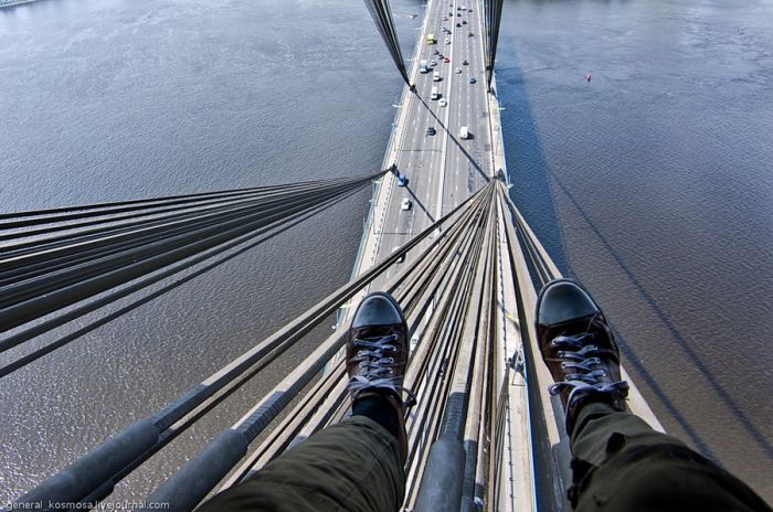 На Московский мост по вантам, 116 метров (16 фото + 1 видео)