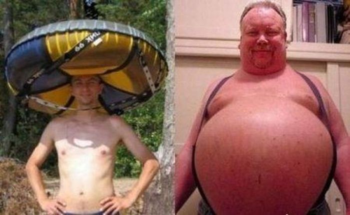 Худые и толстые в похожих ситуациях (16 фото)