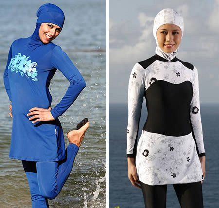БиркиниbrЭтот купальник разработала Австралийская фирма Ахиида, из уважения к традициям мусульман. Ну а девушкам в таких костюмах можно не бояться ожогов.