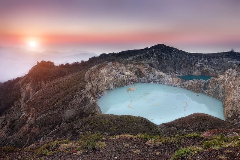 индонезия, кратер, вулкан, озера