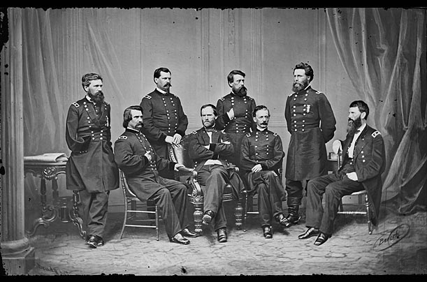 Генералы гражданской войны, c. 1865. Справа добавили мужчину