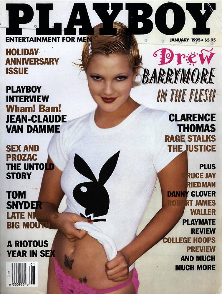 В 1995 году Бэрримор появилась на обложке журнала «Playboy» обнаженной. В принципе, это был не первый раз, когда актриса демонстрировала свои прелести на публике. Она снималась обнаженной уже в пяти фильмах, а во время шоу «Поздно вечером с Дэвидом Латтерманом», Дрю взобралась на стол ведущего и обнажилась перед ним.