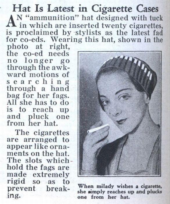 Футляр на 20 сигаретbr С такой шляпой вам не надо будет таскать сигареты в руке или в сумочке.br "Когда миледи захочет покурить, она просто достанет одну сигарету из свой шляпки."