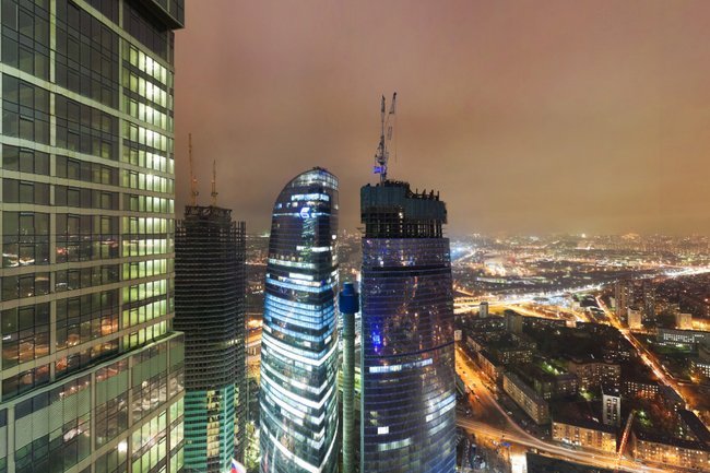 Круговая панорама с 53 этажа башни «Империя», «Москва-Сити» (flash)
