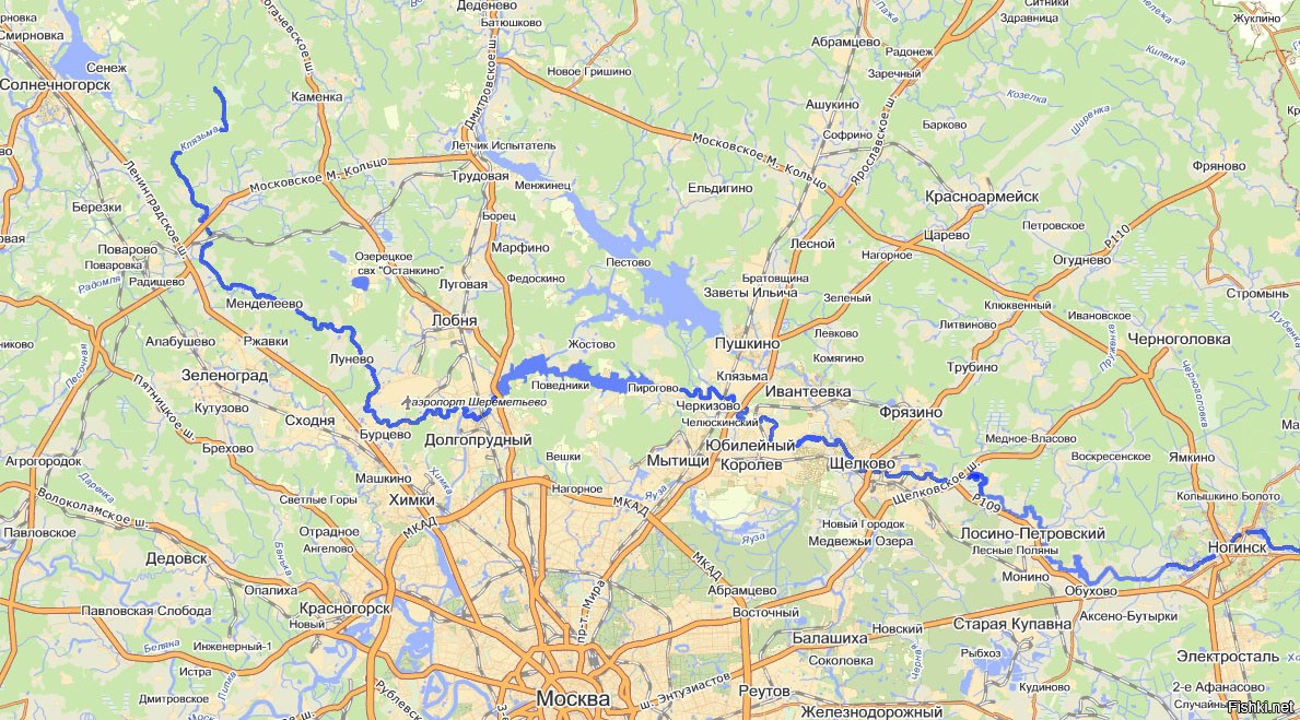 Карта рек московской области