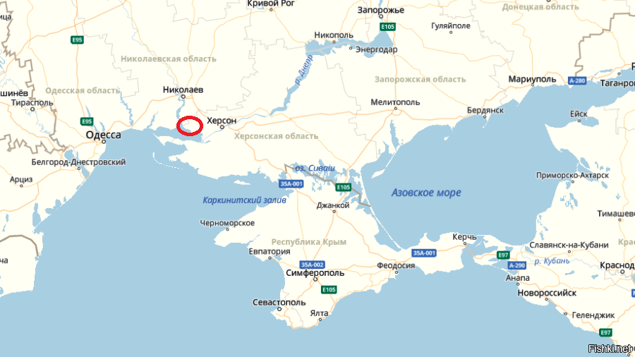Карта крыма и херсонской области подробная
